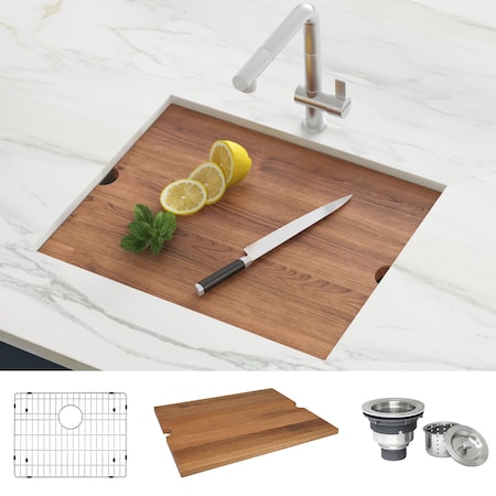 Ruvati 23" Workstation Ledge Bar Prep Kitchen Sink Undermnt 16 Ga SS Sgl Bowl RVH8308